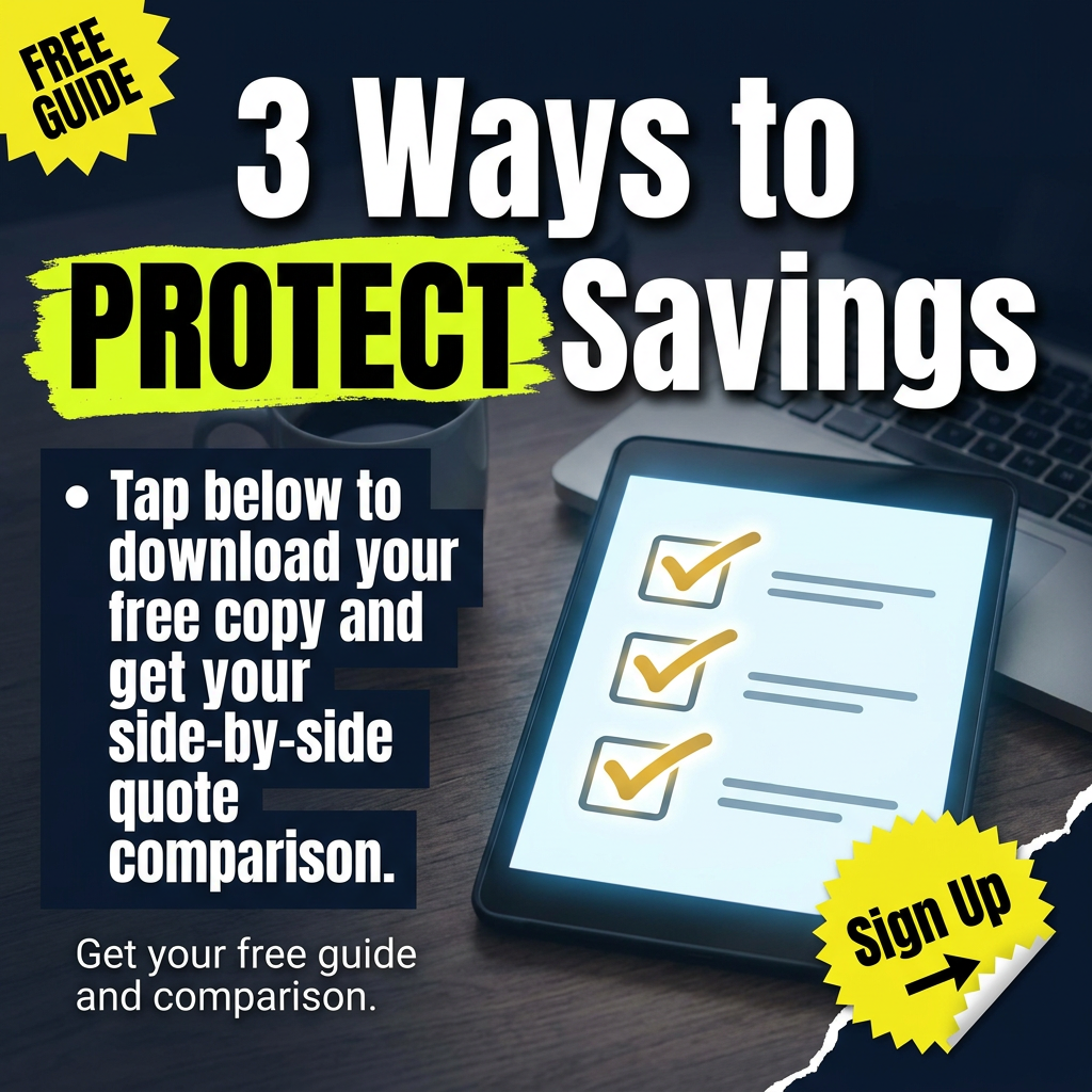 3 ways to protect savings — tablet with checklist